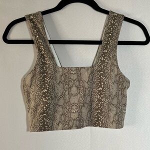 Varley Nude Beige Snake Print Delta Sports Bra Size Small
